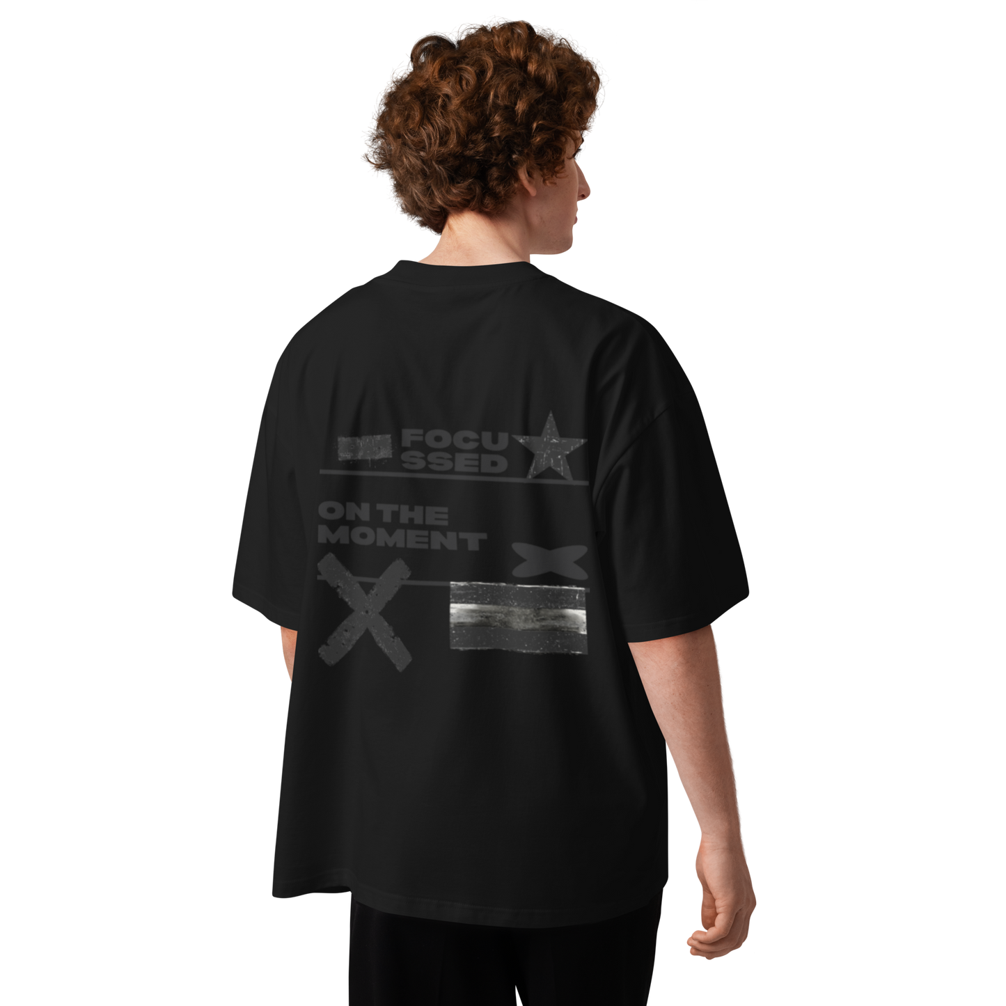 Men's Oversized Focused Moment Black T-Shirt