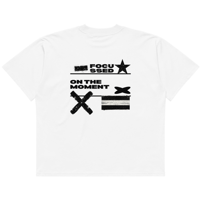 Men's White Focussed Moment Oversized T-Shirt