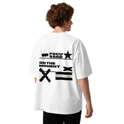Men's White Focussed Moment Oversized T-Shirt